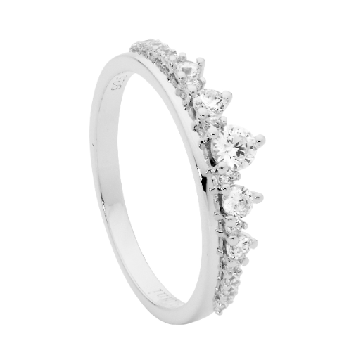 Ring - Gradual White CZ Plain Silver Band Ring