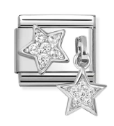 Symbols - Pave Stars Dangle with CZ Silver Charm