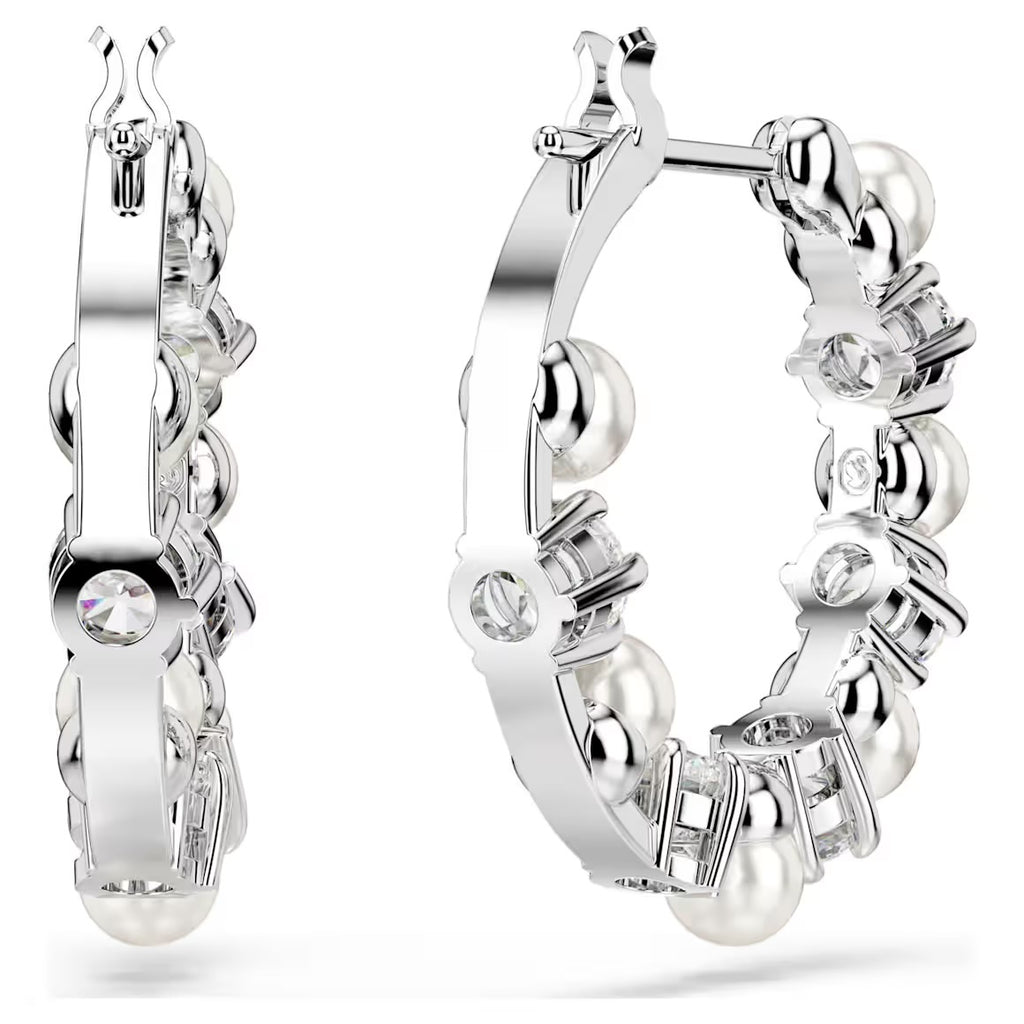 Matrix Pearl & Round Cut Silver Drop Earrings