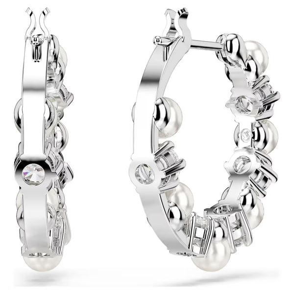 Matrix Pearl & Round Cut Silver Drop Earrings