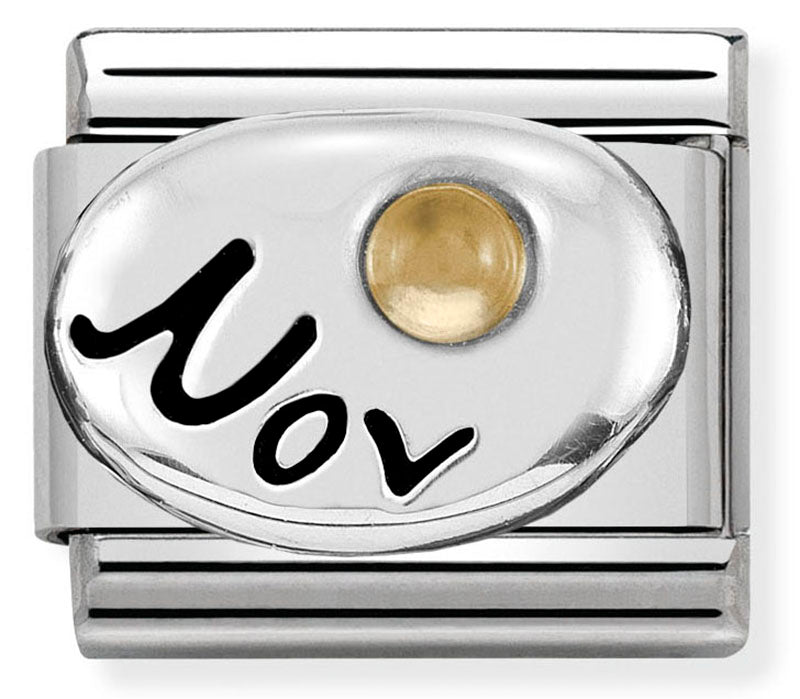 Birthstone - November (Citrine) Silver Charm