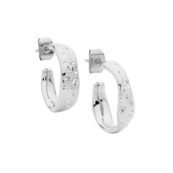 20mm White Crystals Hoop Earrings  - 3 colours