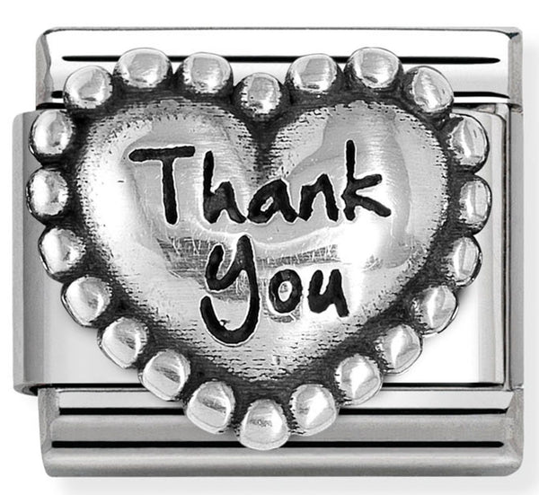 Love - Thank you Hearts with Dots Oxidised Silver Charm