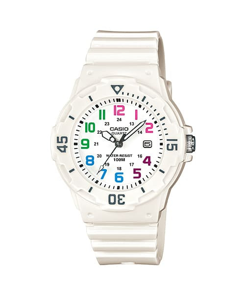 Casio White Resin/Face Multi Colour Numbers Watch