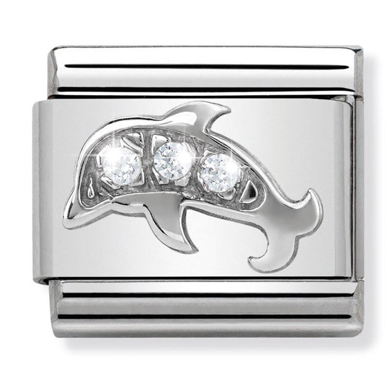 Animals - Dolphin with CZ Silver Charm