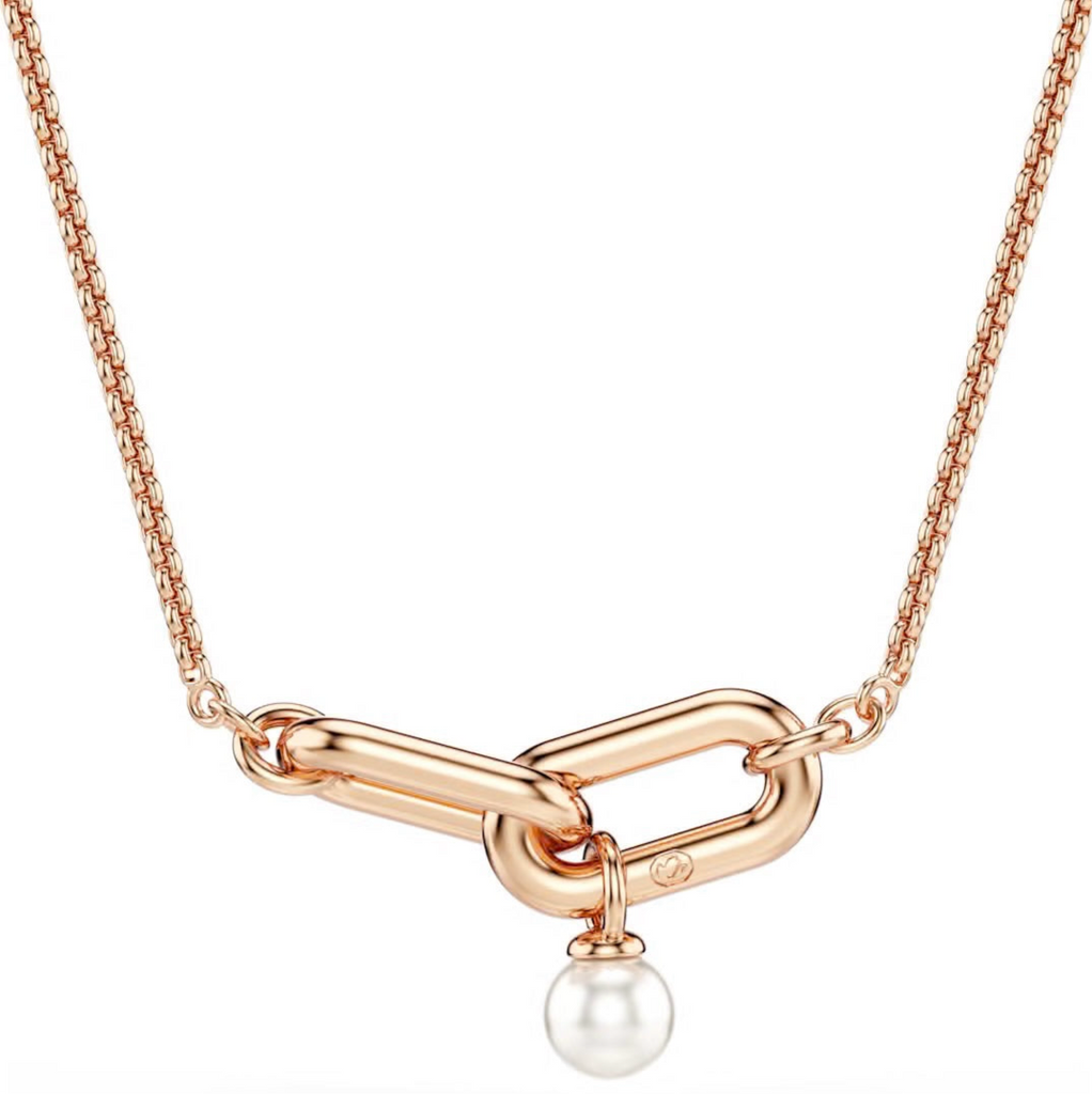 Constella: White Round Cut, Crystal Pearl Rosegold - Necklace & Earring