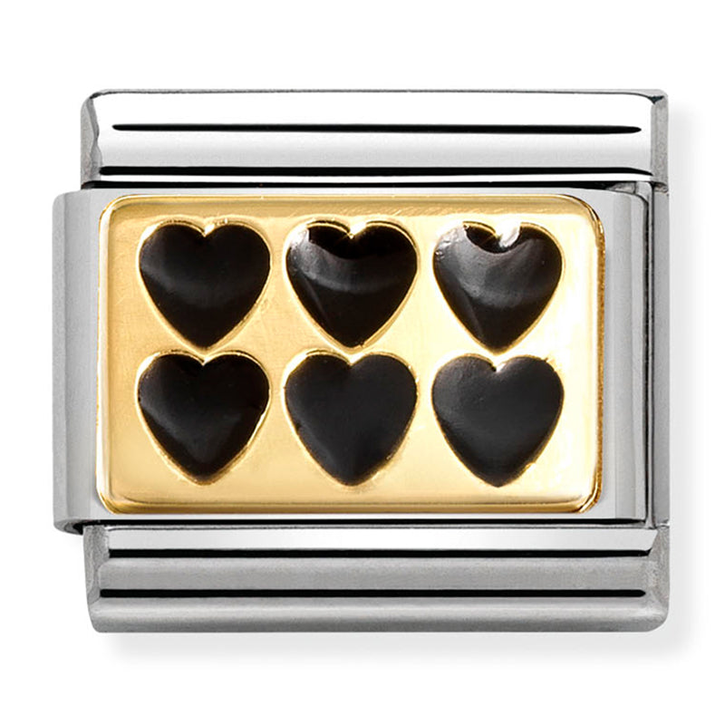 Love - 6 Black Hearts Gold Charm