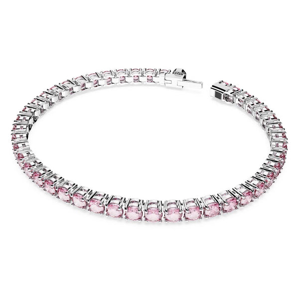Matrix: Pink Round Cut Silver Tennis Bracelet