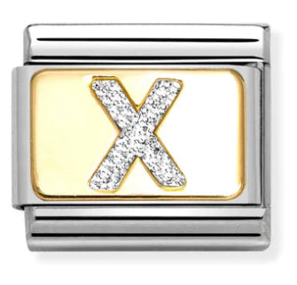 Glitter Letter X Gold Charm