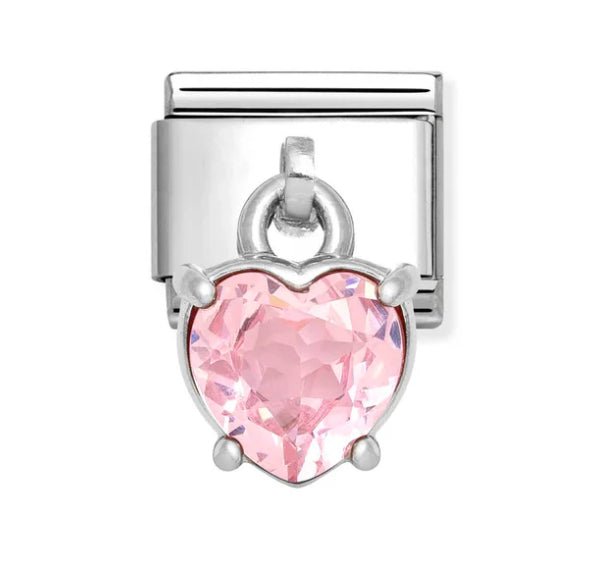 Dangle - Pink Heart CZ Silver Charm