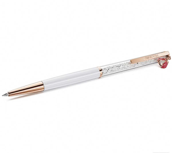 Crystalline Ballpoint Pen - Red Ladybug White Crystal Rosegold