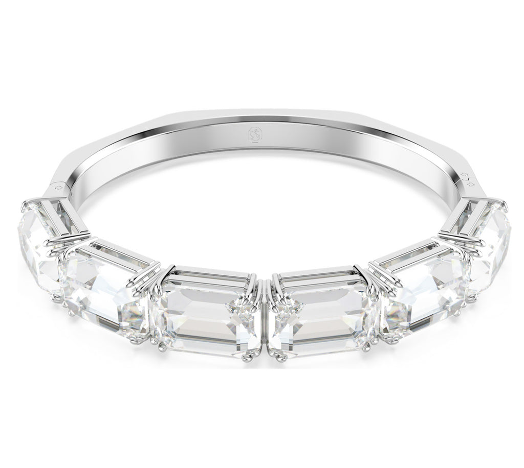 Millenia: White Octagon Cut Silver Bangle