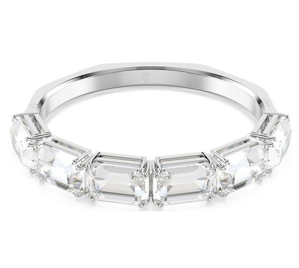 Millenia: White Octagon Cut Silver Bangle