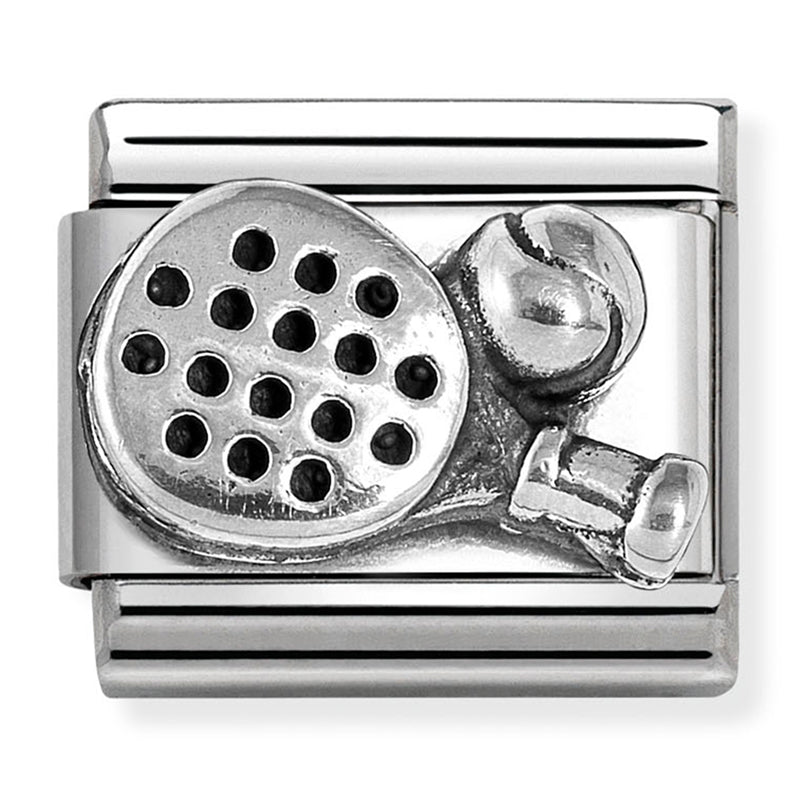 Sports - Paddle Racket Silver Oxidised Charm