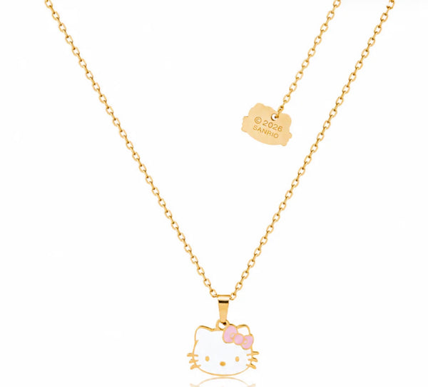 Sanrio - Hello Kitty Face with Pink Bow - Necklace & Stud Earring