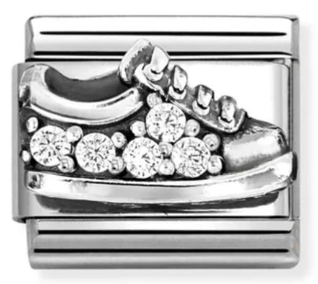 Sports - Sneaker with White CZ Oxidised Silver Charm