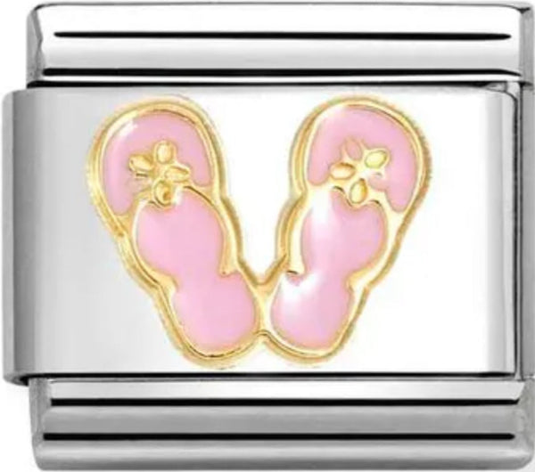 Travel - Flip Flops Pink Gold Charm