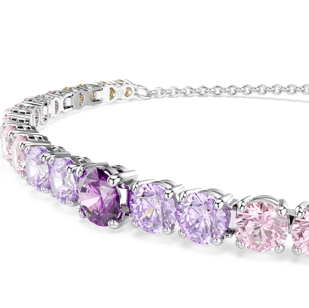 Matrix: Mulitcoloured Gradient Round Cuts Crystal Silver Bracelet