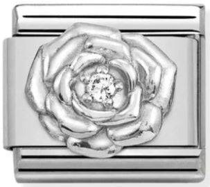 Nature - Rose with CZ Silver Charm