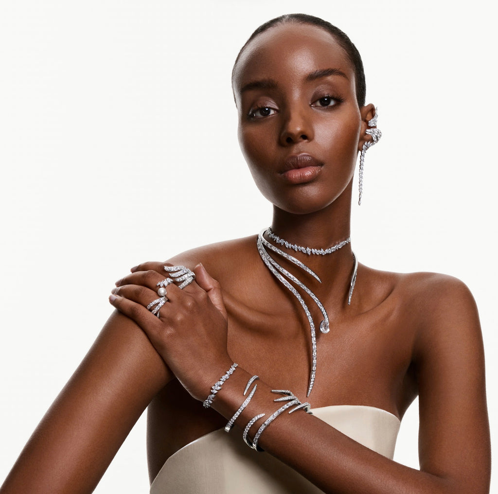 Mesmera: White Marquise Cut Crystal Long Silver Earrings