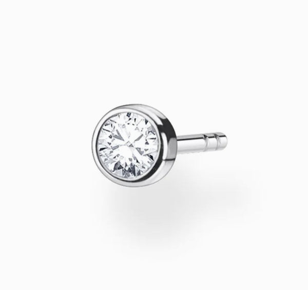 Circle White Stone Single Stud