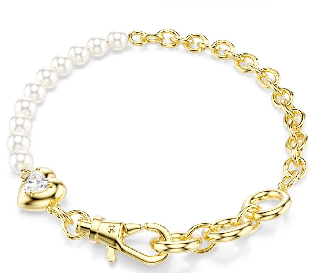Idyllia: White Crystal Pearl Gold Bracelet