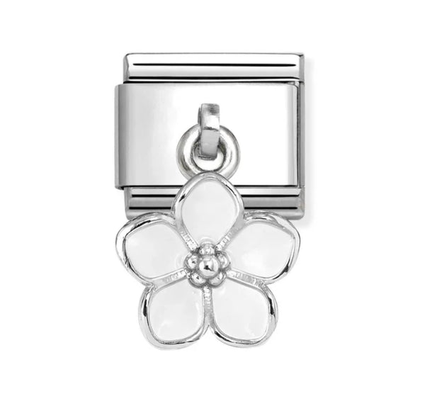Dangle - White Flower Silver Charm