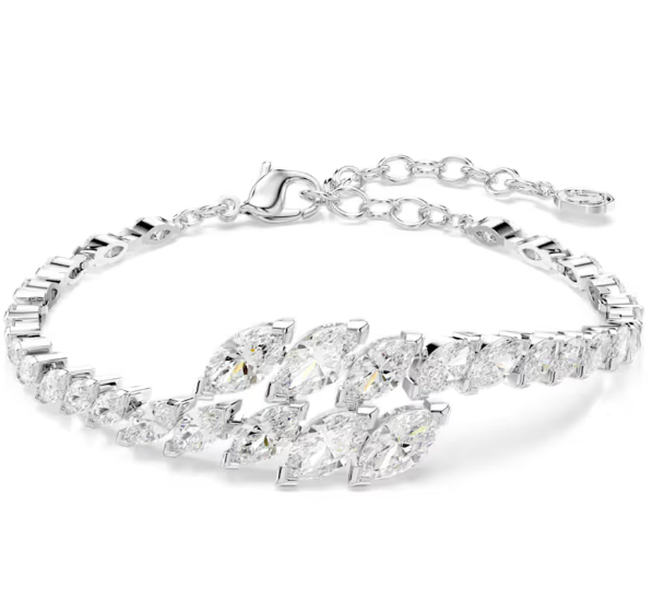 Mesmera: White Marquise Cuts Crystal Silver Bracelet