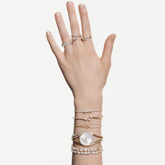 Mesmera: White Mixed Cuts Crystal Gold Bracelet