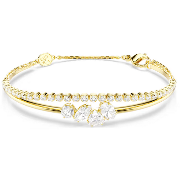 Mesmera: White Mixed Cuts Crystal Double Gold Bracelet