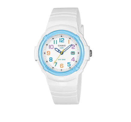 Casio Analogue Pop Design Blue Dial, White Resin Band Watch