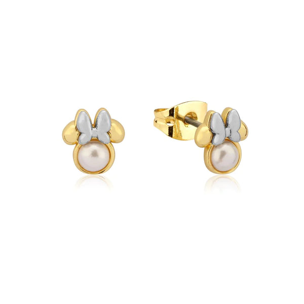 Minnie Mouse Pearl Gold Necklace & Earrings