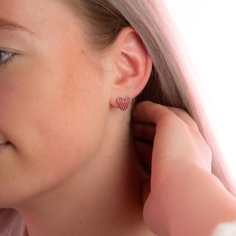 Mickey Heart Gold Stud Earrings