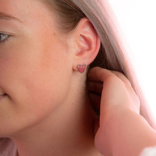 Mickey Heart Gold Stud Earrings