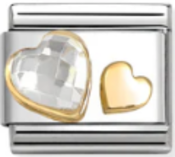 Love - Clear CZ & Heart Gold Charm
