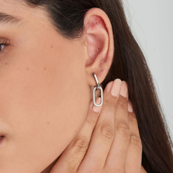 Ropes and Dreams - Rope Oval Silver Drop Earrings