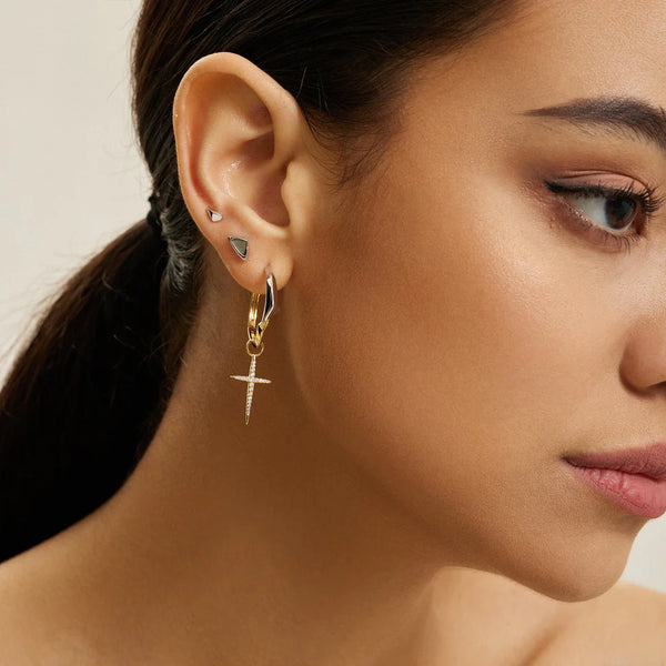 Tough Love - Arrow Abalone Silver Stud Earrings