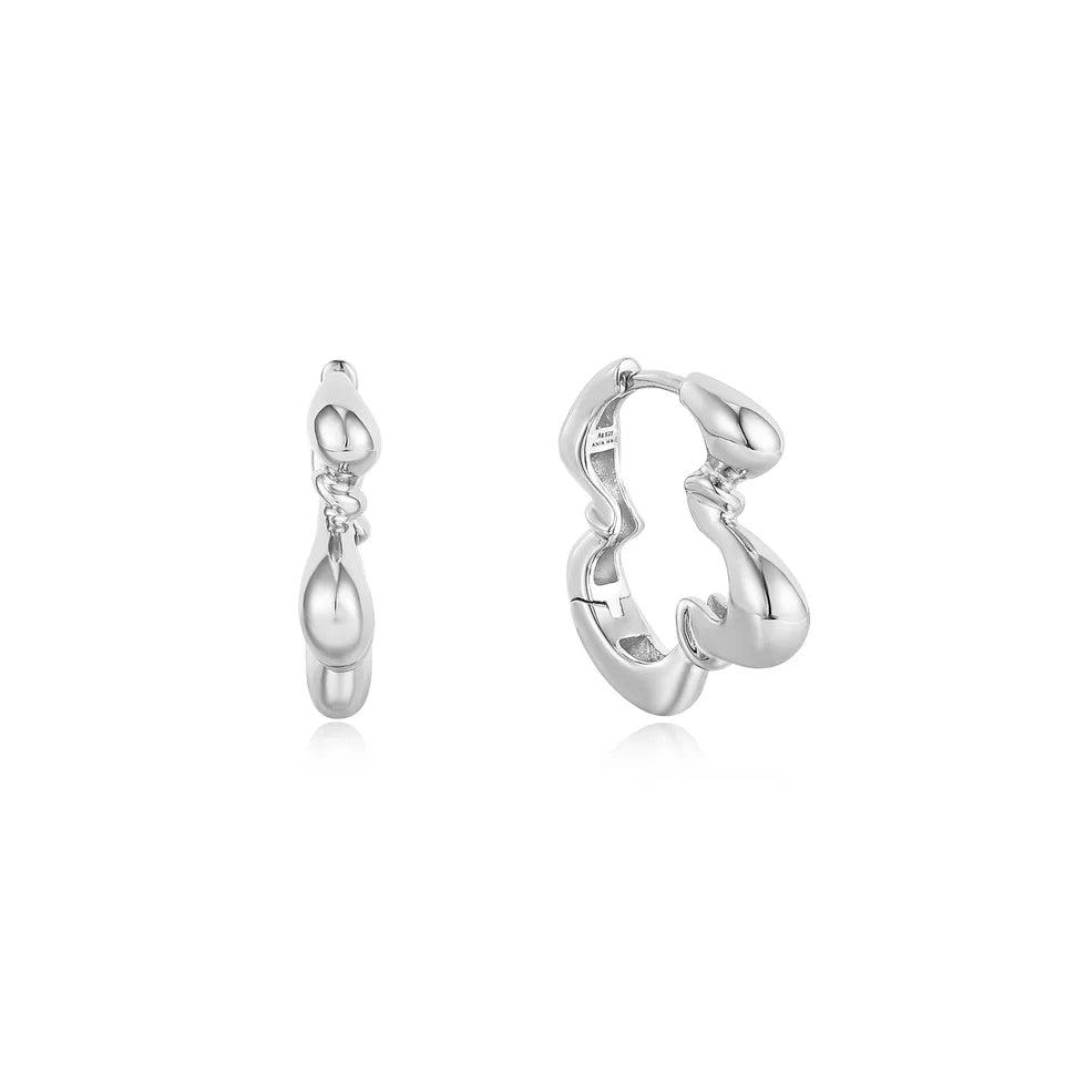 Taking Shape - Twisted Wave Silver Hoop Earring