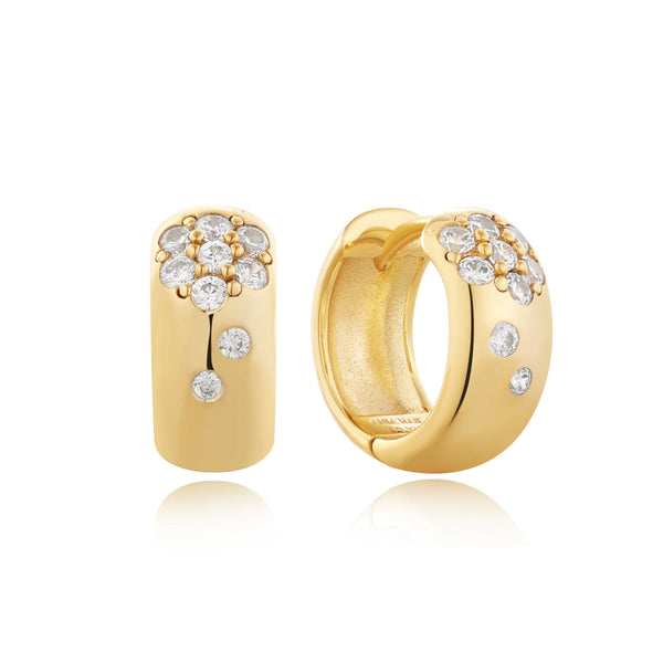 Modern Muse - CZ Thick Gold Huggie Earrings