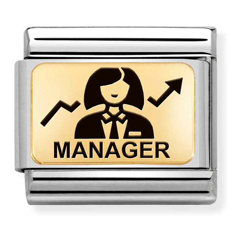 Occupation - Manager (Her) with Black Enamel Gold Charm