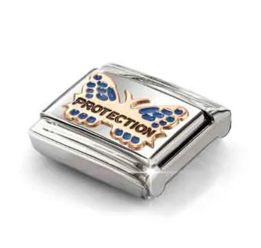 Symbols - Blue ‘Protection’ Butterfly Rosegold Charm