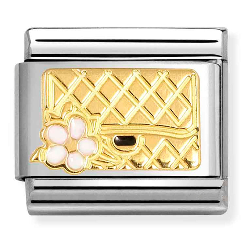 Symbols - Bag with White Flower Gold Charm