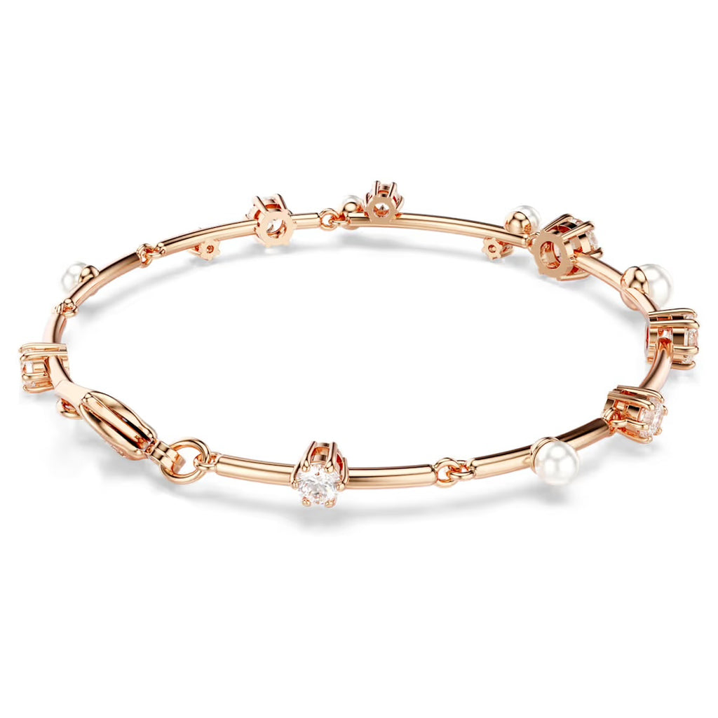 Constella: Pearl & White Round Cuts Rosegold Bracelet