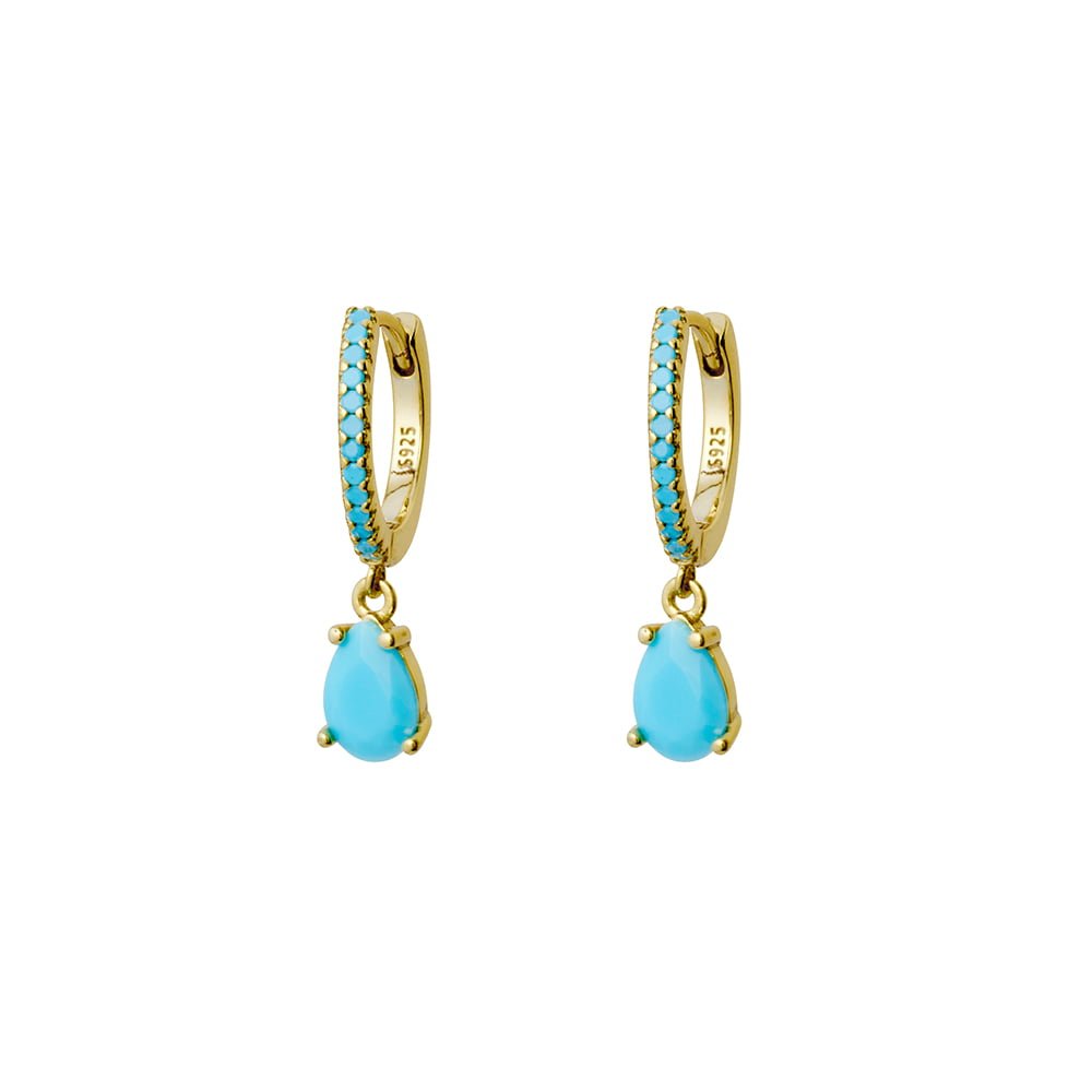 Turquoise YGP Drop Huggie Earrings