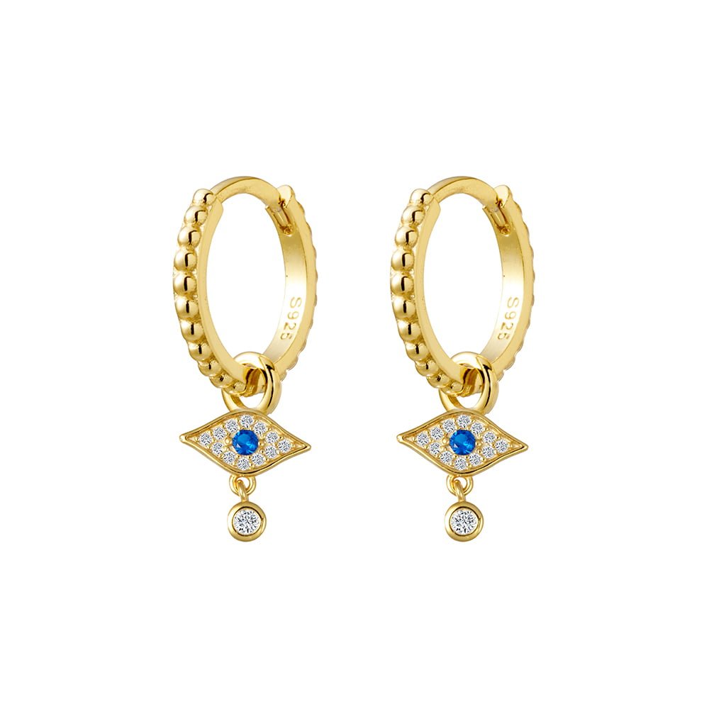 Earring -  Removable CZ Evil Eye Huggie