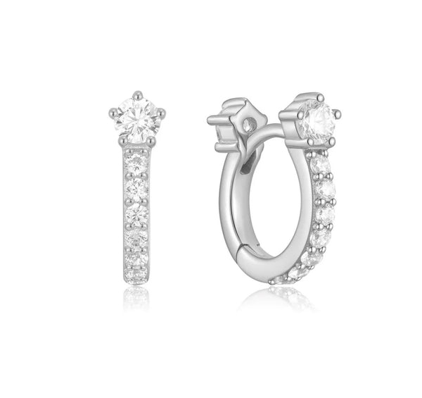 Sparkling Pavé Huggie Hoop Earrings - 2 Colours