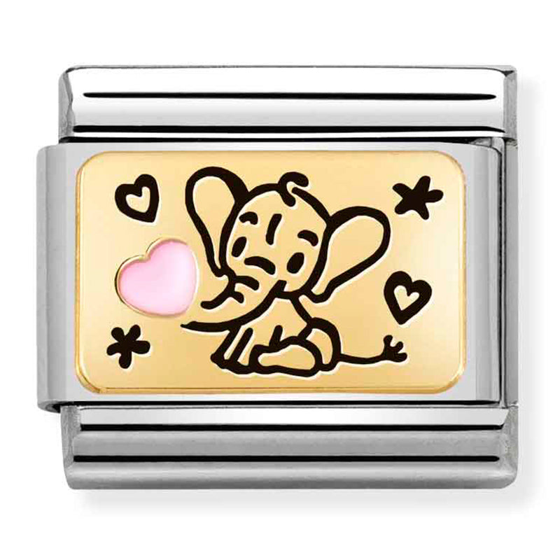 Baby - Pink Elephant Gold Charm