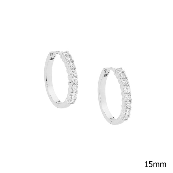 15mm Cubic Zirconias Claw Set Hoop Earrings