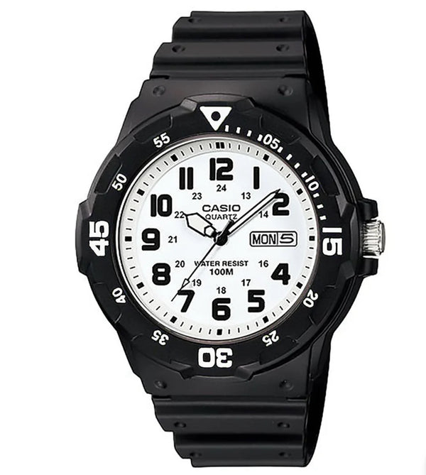 Casio Analogue Diver Look, Date + Day Black Resin Band Watch