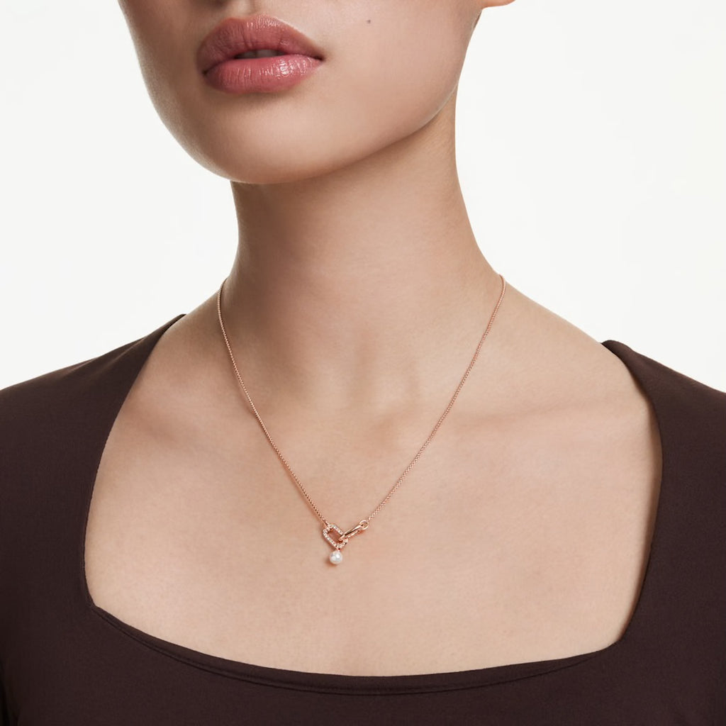 Constella: White Round Cut, Crystal Pearl Rosegold - Necklace & Earring